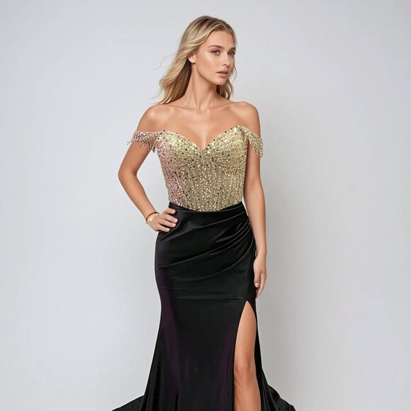wedding guest dress spring formal Ladivine CC8801 Fitted Embellished Formal – Mia Bella Couture